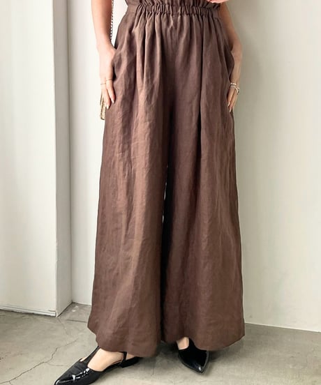 【cafune】525606 FRENCH LINEN gather pants