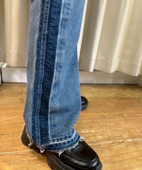 【LeMélange】 8553501 サイドブロッキングデニム