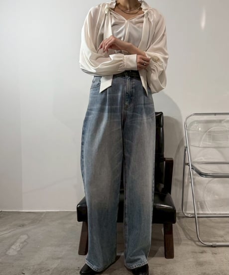 【cafune】  535602 tuck baggy denim pants
