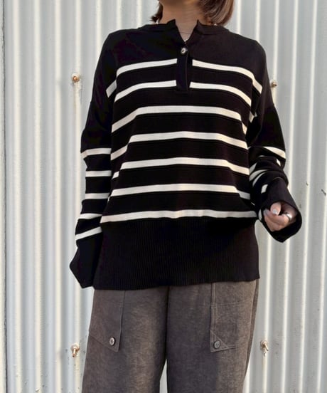 29【Lallia Mu 26AW】 2613413 ボーダープルオーバーニット