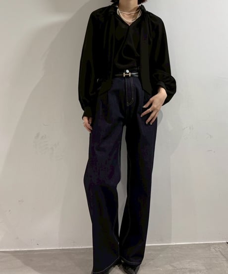 【cafune】  535602 tuck baggy denim pants