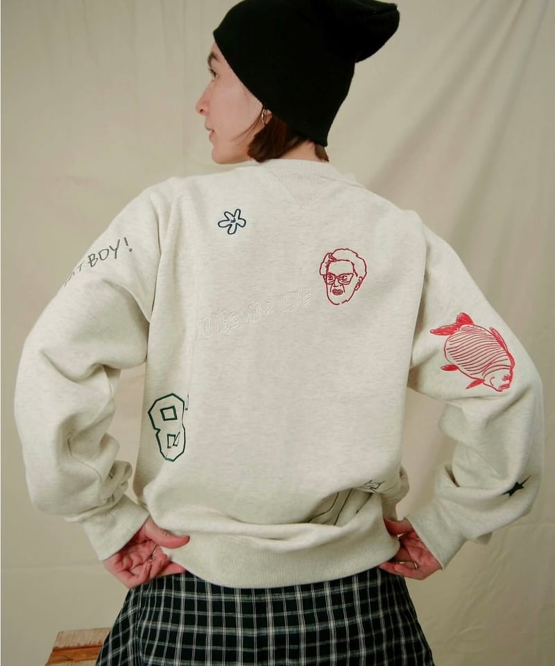 HUMAROUS】653801 Hand draw スティッチスウェット | selec