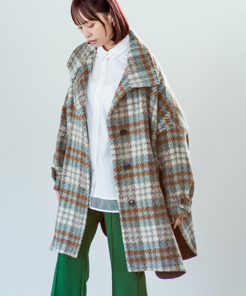 Lallia Mu 26AW】2614181 スタンドカラーチェックコート | select