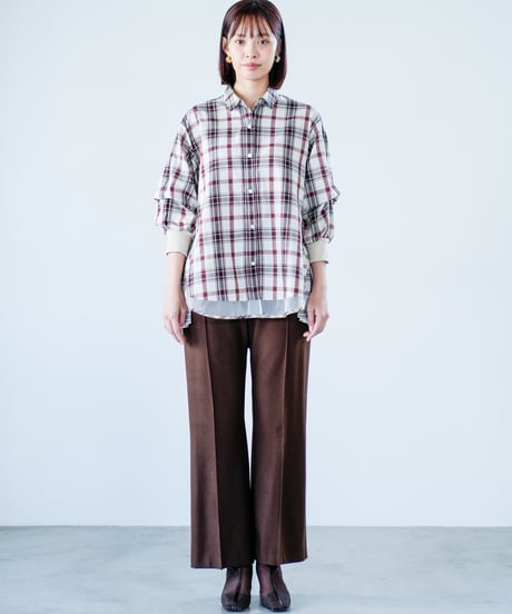 【Lallia Mu 26AW】2614693 バックプリーツチェックシャツ
