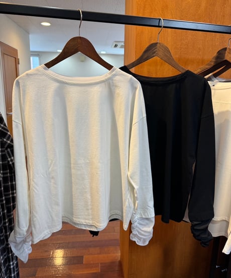 【siro de la bonte 26AW】R643206　30/-highgage cotton×georgette　docking L/S Tshirt