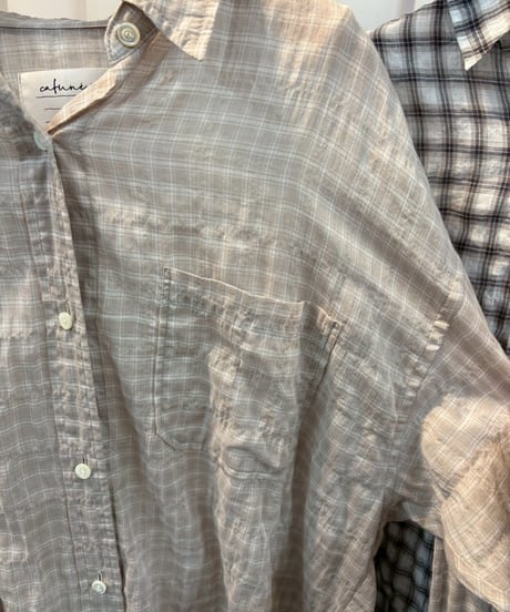 【cafune & passione 26SS】 shirring check relax shirts
