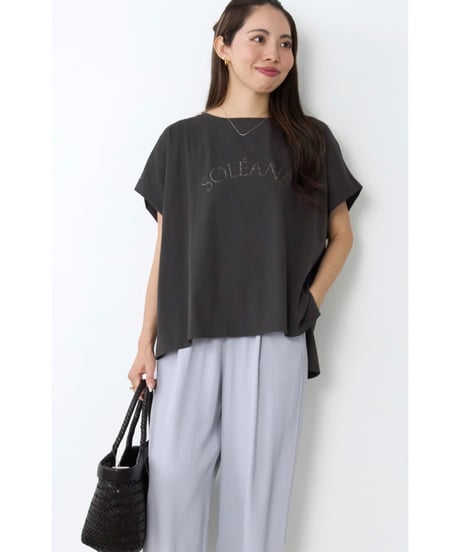 【MICA&DEAL】 0126209182 ラメロゴプリントターンバックスリーブT-shirt