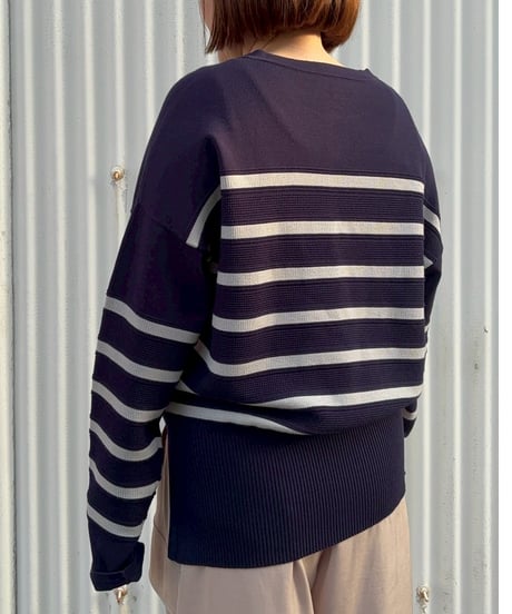 29【Lallia Mu 26AW】 2613413 ボーダープルオーバーニット