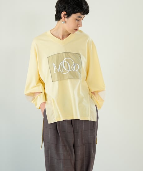 【LalliaMu】2611572　オーガンジースリーブビッグTシャツ