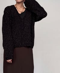 【cafune】545909 lame cable knit cardigan