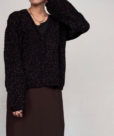 【cafune】545909 lame cable knit cardigan