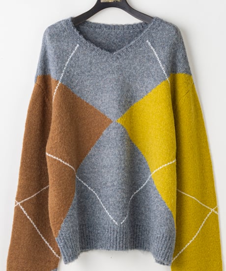 【Lallia Mu 26AW】2614436 アーガイルプルオーバーニット