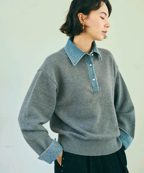 【ruxe 26AW】2634422 デニム切り替えドッキングニット