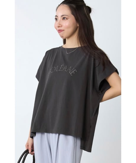 【MICA&DEAL】 0126209182 ラメロゴプリントターンバックスリーブT-shirt