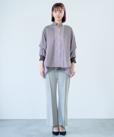 【Lallia Mu 26AW】2614692 バックプリーツストライプシャツ