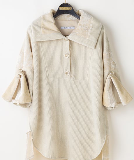 【Lallia Mu 26AW】2614512 クォーターリブジャージープルオーバー