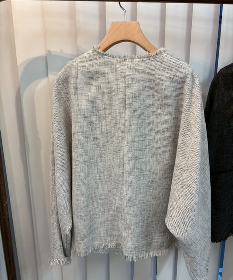 【cafune】615401 mesh tweed no collar jacket