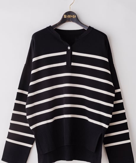 29【Lallia Mu 26AW】 2613413 ボーダープルオーバーニット