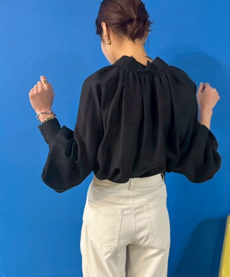 【cafune】615905 sheer tencel bowtie blouse