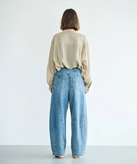 【KHA:KI】 MIL26HPT3251 (INDIGO) PAINT OVAL WIDE TROUSERS