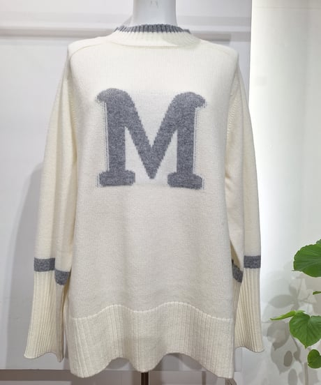 【ATELIER SIX】11256517　ウールカシミヤ配色ロゴニット