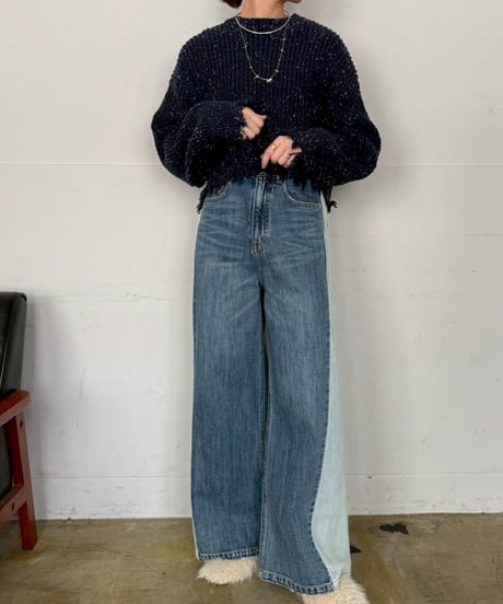 【cafune】  535984 nep damage knit pullover