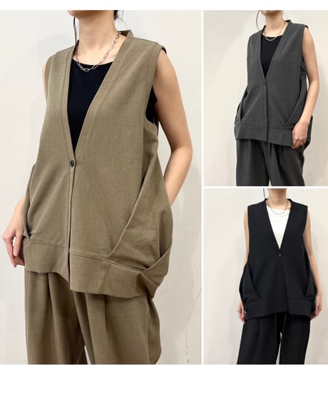 【siro de la bonte】R543306 cocoon vest stretch twill