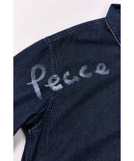 【FREERAGE】 226AS105 "10oz DENIM" CPOシャツ -Hand Paint-／ALL WE NEED IS PEACE