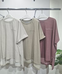 【SUGARROSE】269335 刺繡＆アップリケロゴピグメントT