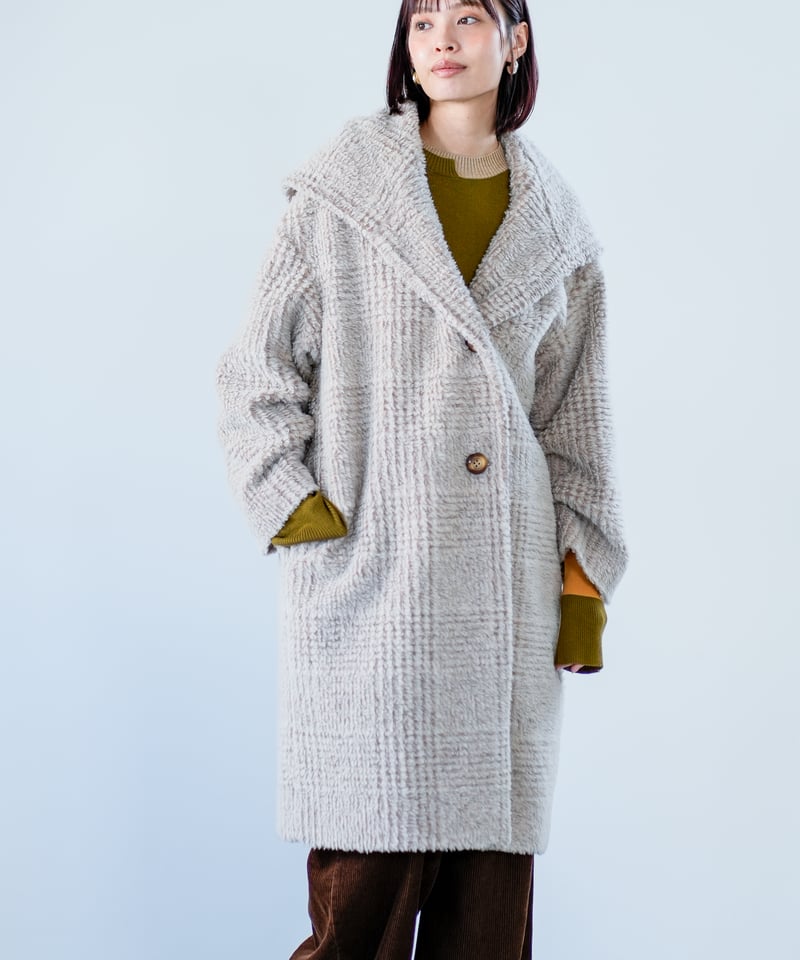 Lallia Mu 26AW】2614171 ビッグカラーチェックコート | selects