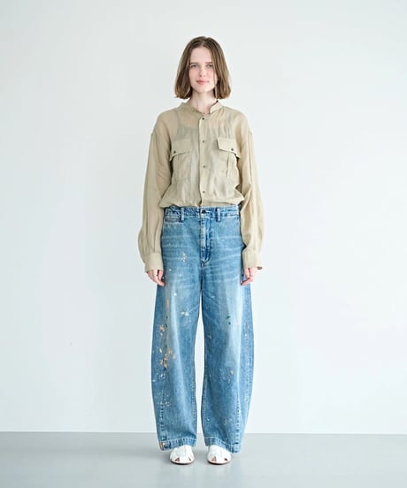 【KHA:KI】 MIL26HPT3251 (INDIGO) PAINT OVAL WIDE TROUSERS