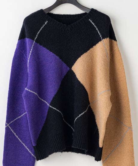 【Lallia Mu 26AW】2614436 アーガイルプルオーバーニット