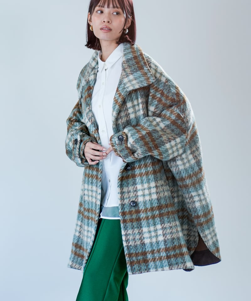 Lallia Mu 26AW】2614181 スタンドカラーチェックコート | select