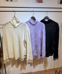 【Lallia Mu 26AW】2614500 シアーモールメッシュカットソー