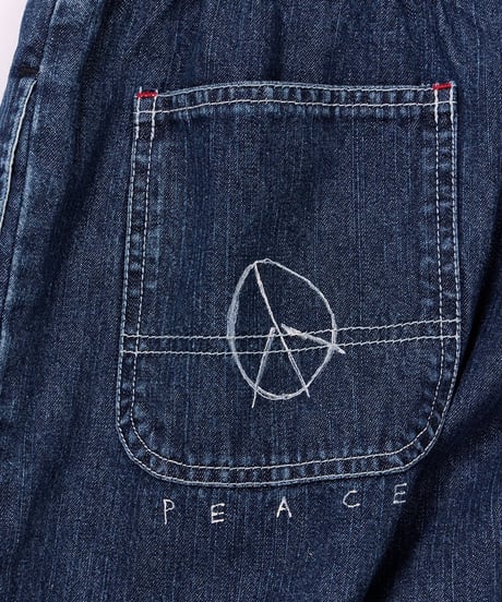 【FREERAGE】226AP317 "10oz DENIM" ラフ＆タフイージーパンツ -Hand Paint-／ALL WE NEED IS PEACE