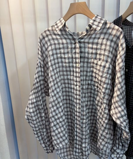 【cafune & passione 26SS】 shirring check relax shirts