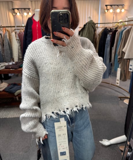 【cafune】  535984 nep damage knit pullover