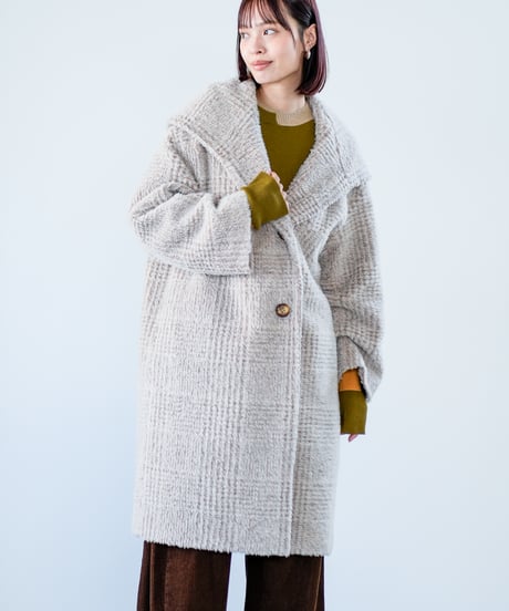 【Lallia Mu 26AW】2614171 ビッグカラーチェックコート