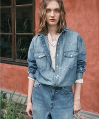 【LE MÉLANGE】8613202　ブリーチ+USED加工+ペンキング加工シャツ