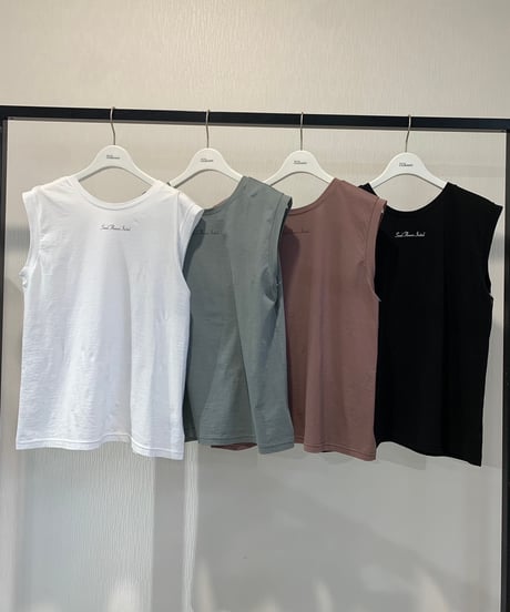 【 Ordinary】BO25-121T　Sheer Sleeveless Logo T-shirt