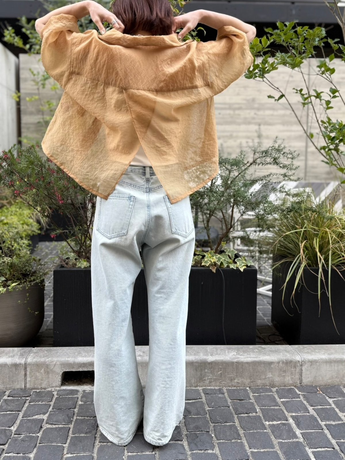 cafune】525913 cupra organdy short shirt | sele