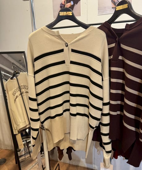 29【Lallia Mu 26AW】 2613413 ボーダープルオーバーニット