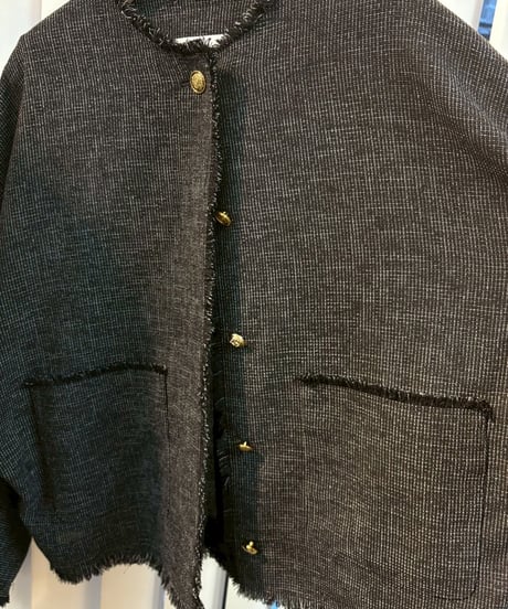 【cafune】615401 mesh tweed no collar jacket