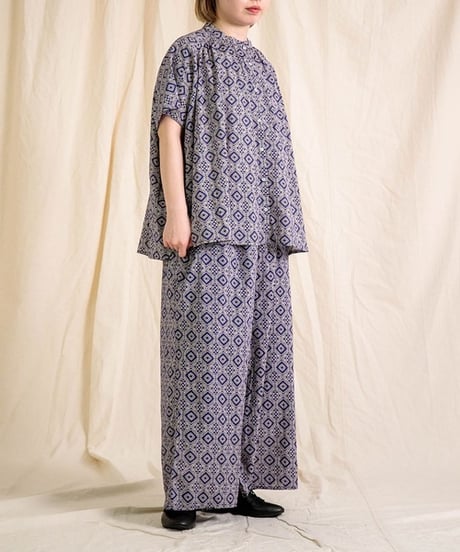 【Brocante / ブロカント】36-0323X インドプリント(パターン) フロンセシャツ