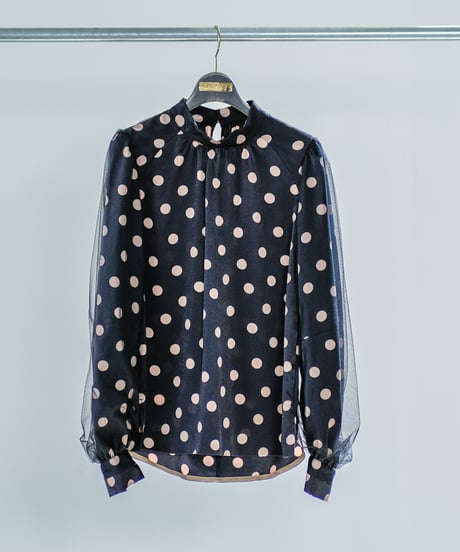 【Lallia Mu 26AW】2614695 チュールスリーブドットブラウス