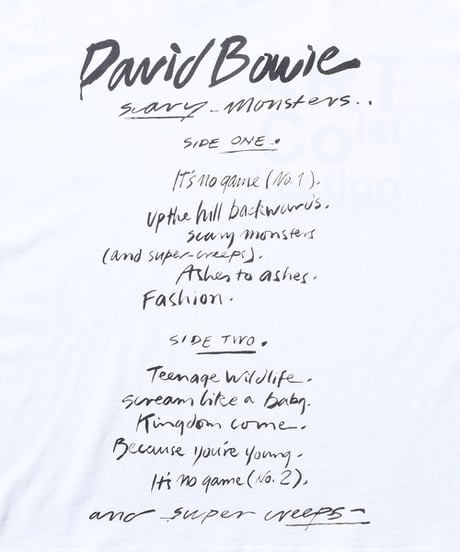 【JOHNBULL】 アーティストTシャツ（David Bowie ／ Scary Monsters） JT261C34