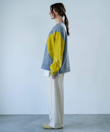 【Lallia Mu 26AW】2614436 アーガイルプルオーバーニット