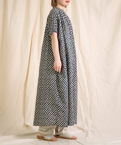 【Brocante】37-0270X インドプリントフロンセワンピース