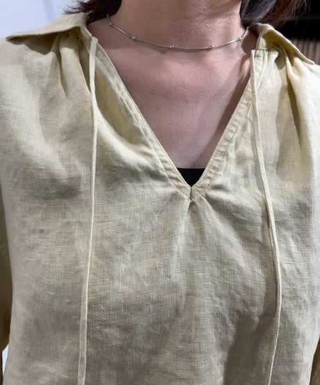 【cafune】625906　French linen form sleeve pullover