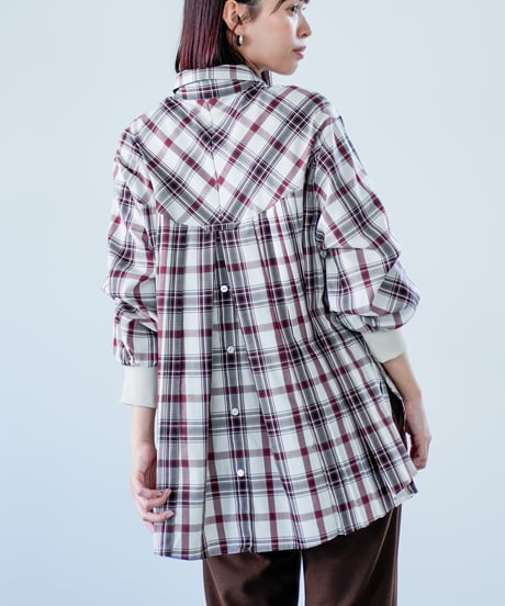 【Lallia Mu 26AW】2614693 バックプリーツチェックシャツ
